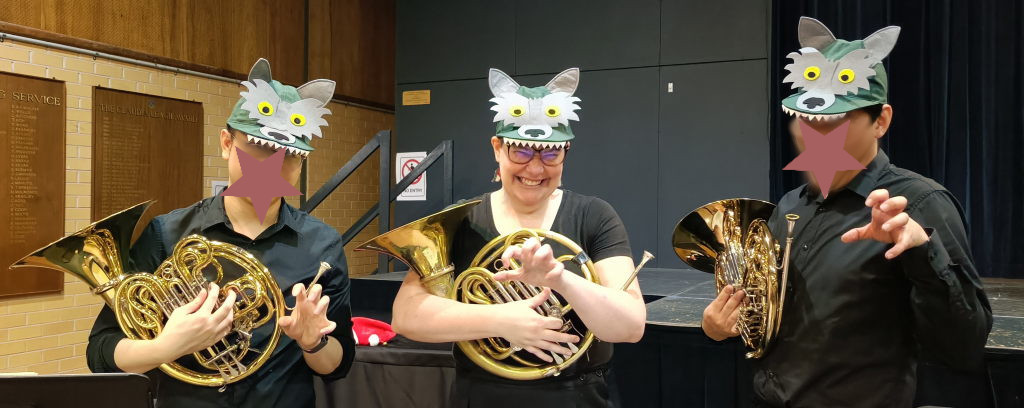 Group photo after the concert! (Faces of the rest of the section have been anonymised.)